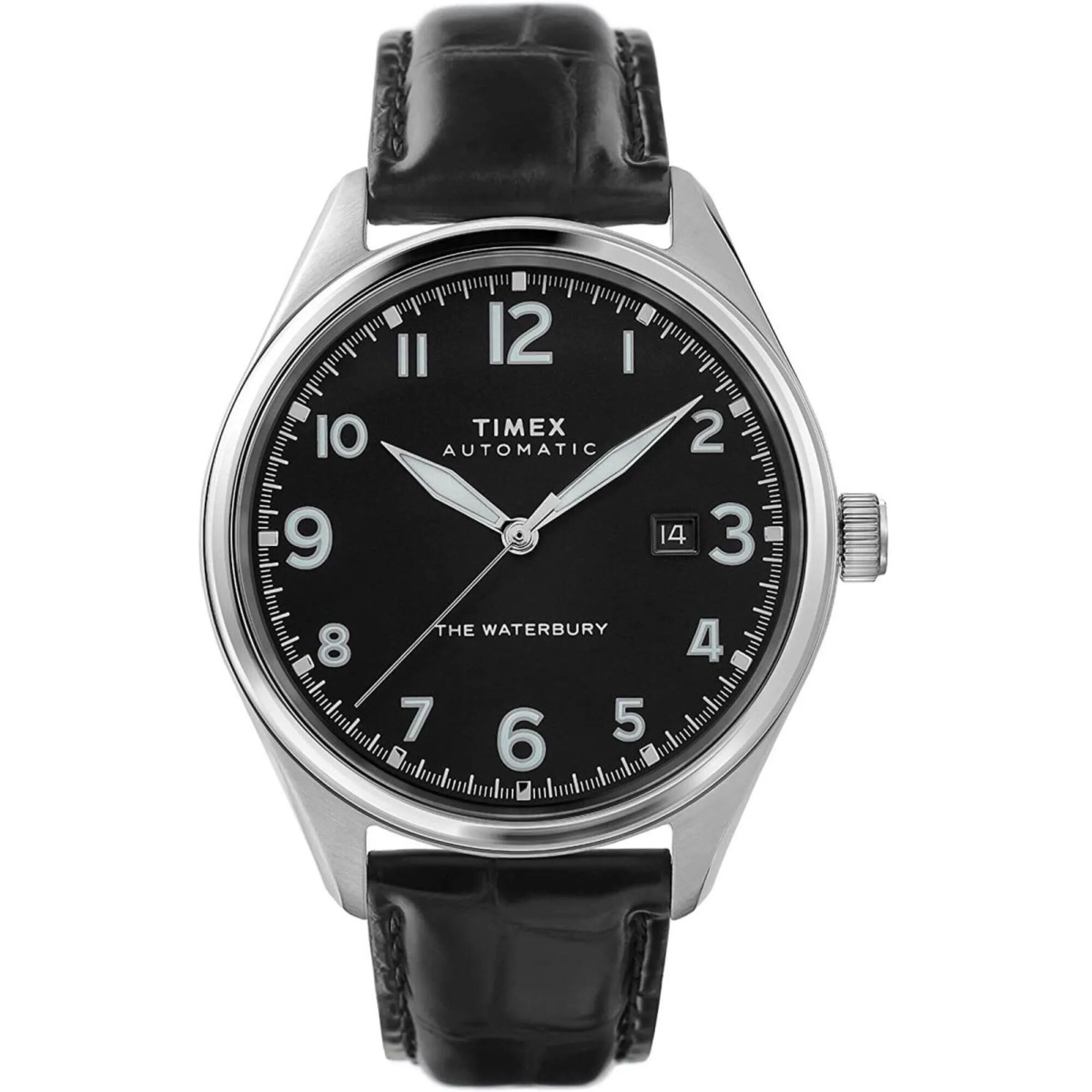 Timex Men's Watch - Waterbury Automatic Date Display Black Dial Strap | TW2T69600ZV