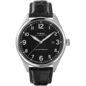 Timex Men's Watch - Waterbury Automatic Date Display Black Dial Strap | TW2T69600ZV