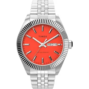 Timex Men's Watch - Waterbury Legacy Day-Date Orange Dial Steel Quartz | TW2V17900VQ