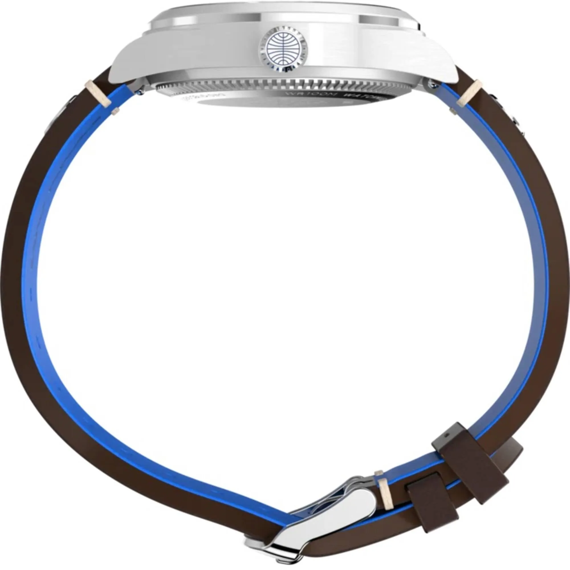 Timex Men's Watch - Waterbury Pan Am GMT Blue Dial Brown Leather Strap | TW2W97300