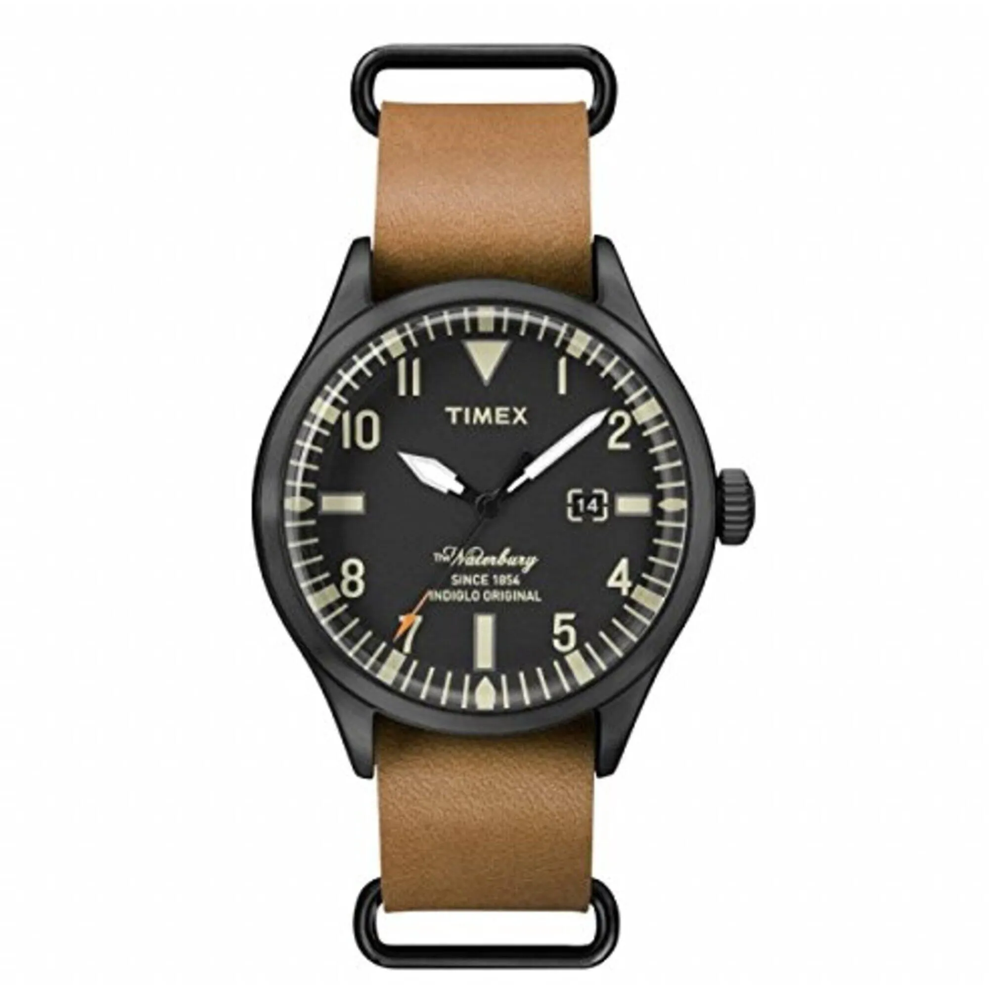 Timex Men's Watch - Waterbury Quartz Black Dial Brown Leather Strap | TW2P64700