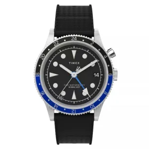 Timex Men's Watch - Waterbury Quartz Black Dial Synthetic Rubber Strap | TW2W22600VQ