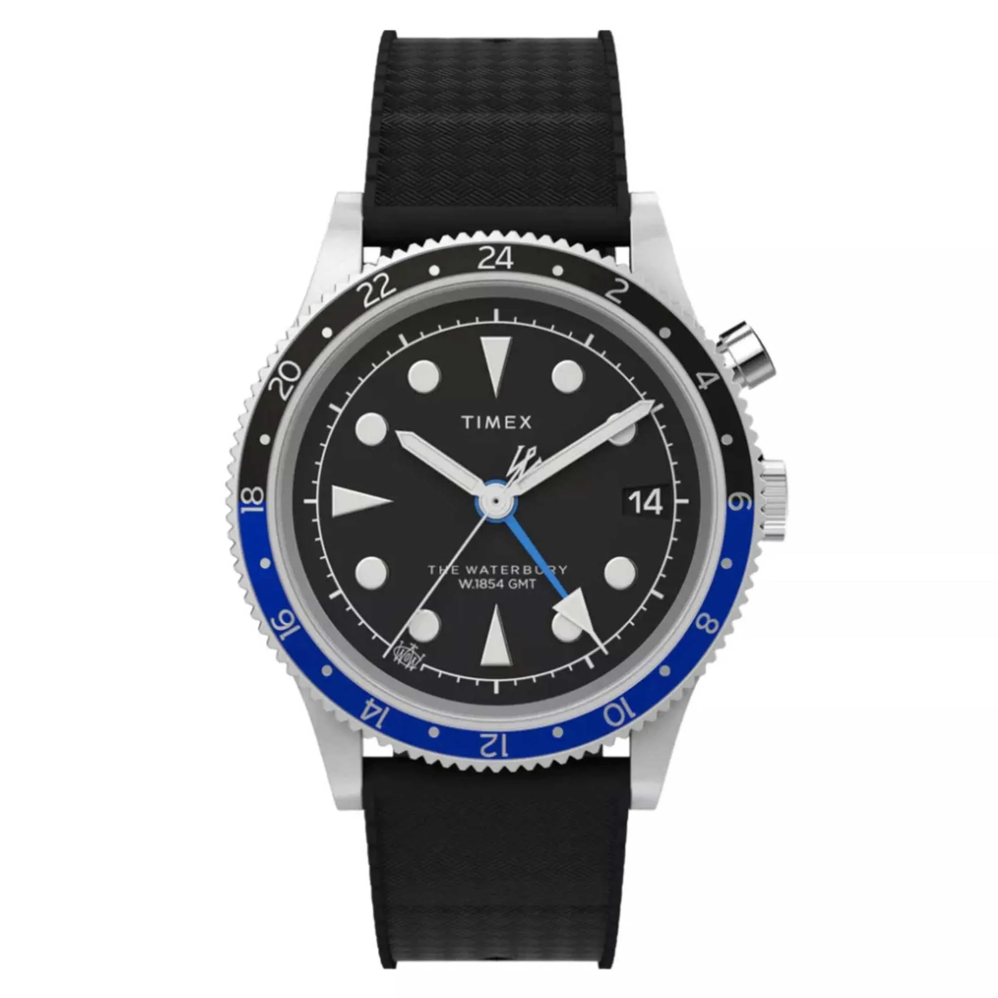Timex Men's Watch - Waterbury Quartz Black Dial Synthetic Rubber Strap | TW2W22600VQ