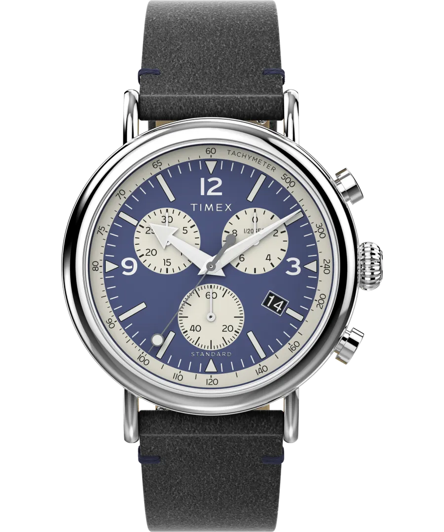 Timex Standard Chronograph 41mm Eco-Friendly Leather Strap Watch TW2V71100