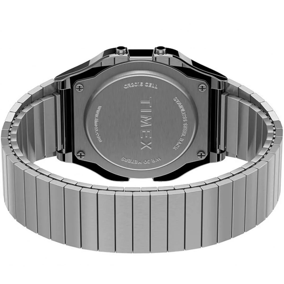 Timex Unisex Chronograph Watch - T80 Digital Dial Silver Bracelet | TW2R79100YB