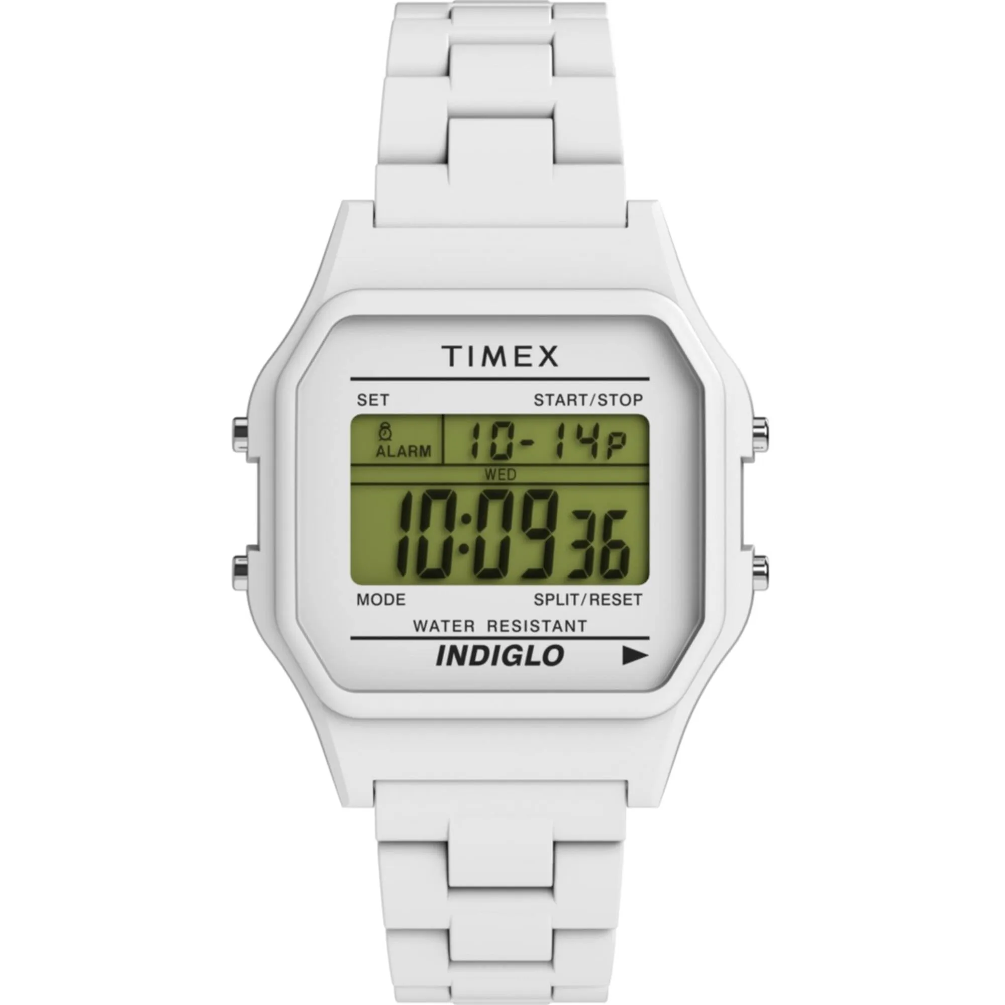 Timex Unisex Watch - 80 Digital Dial White Plastic Case Resin Bracelet | TW2V20100