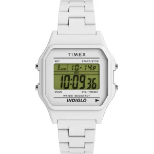 Timex Unisex Watch - 80 Digital Dial White Plastic Case Resin Bracelet | TW2V20100