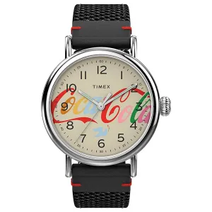 Timex Unisex Watch - Coca-Cola Unity Cream Dial Black Fabric Strap | TW2V26000JR