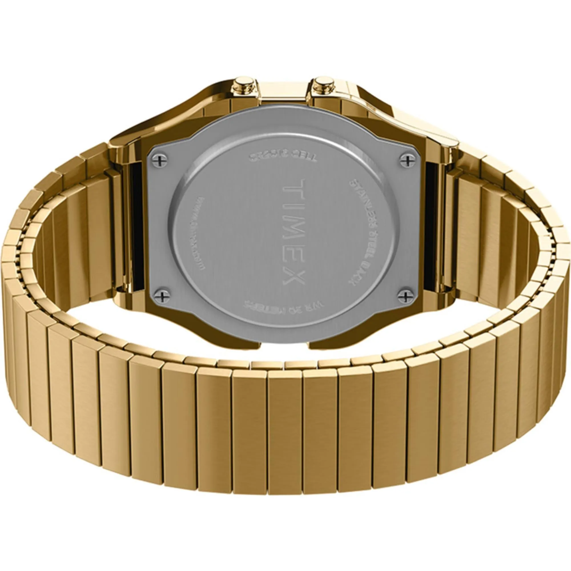 Timex Unisex Watch - T80 Grey Digi Dial Yellow Gold Steel Expansion Band | TW2R79000