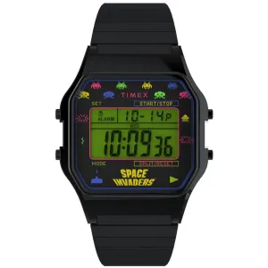 Timex Unisex Watch - T80 Space Invaders Alarm Black Expansion Bracelet | TW2V39900JR