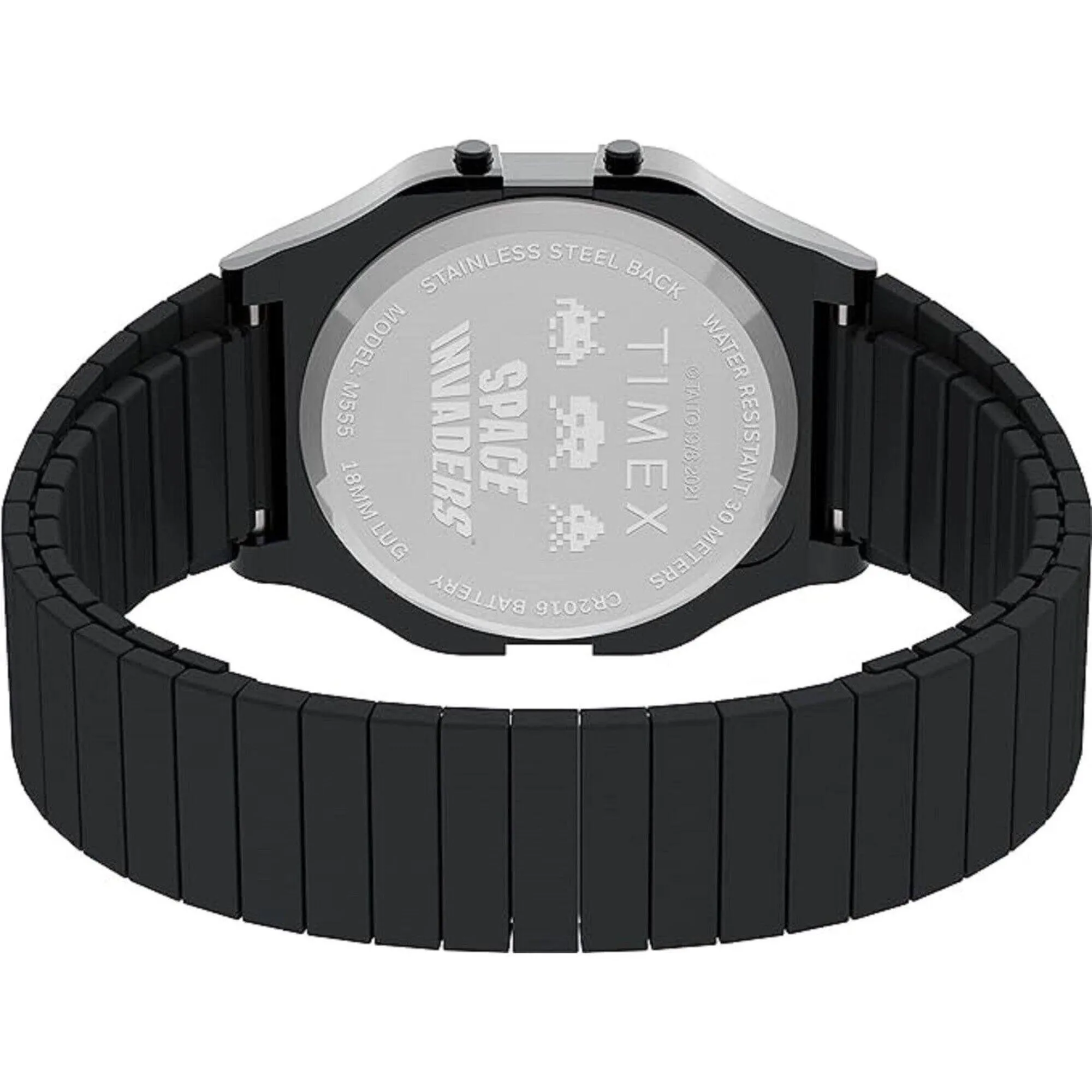 Timex Unisex Watch - T80 Space Invaders Alarm Black Expansion Bracelet | TW2V39900JR