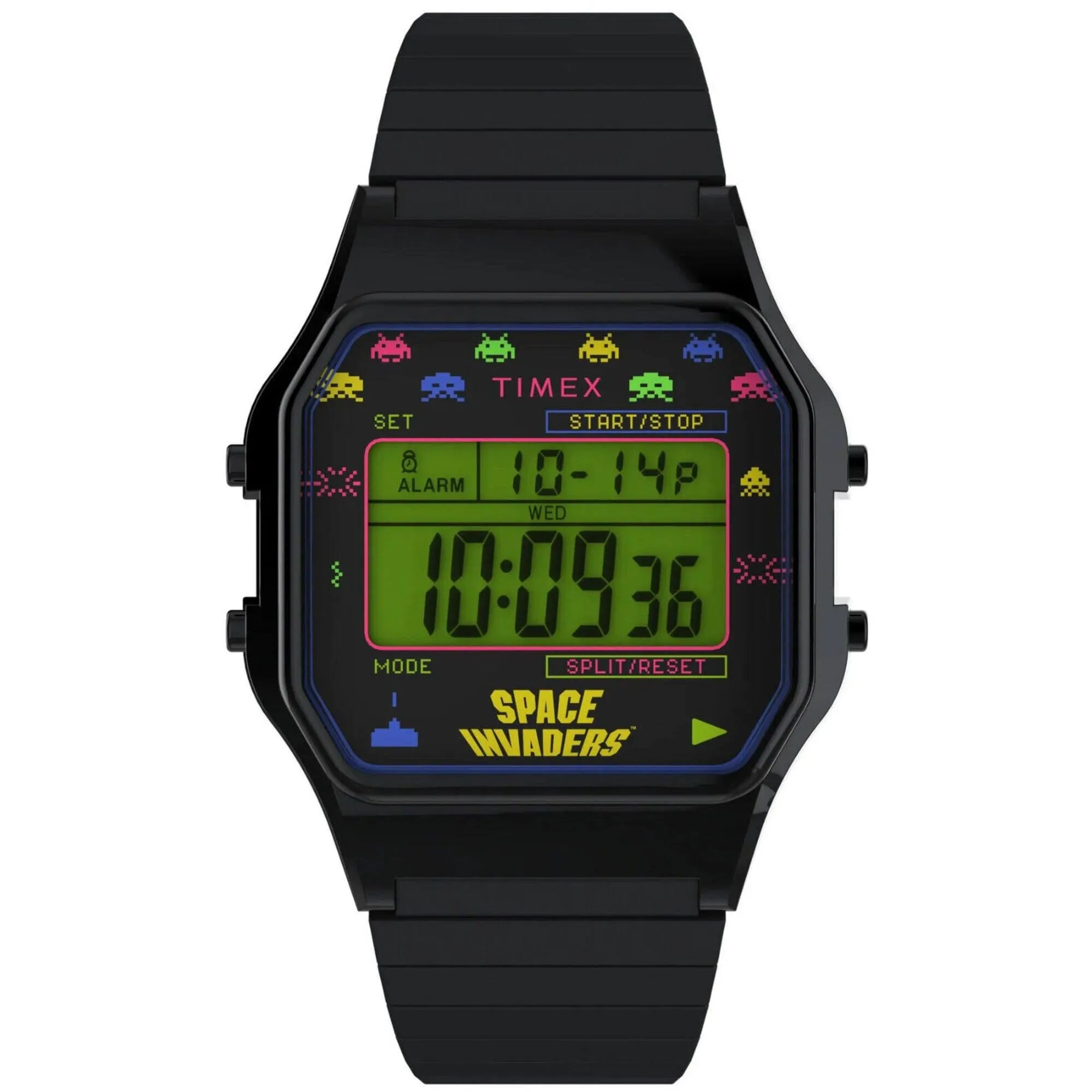 Timex Unisex Watch - T80 Space Invaders Alarm Black Expansion Bracelet | TW2V39900JR