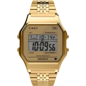Timex Unisex Watch - T80 Yellow Gold Stainless Steel Bracelet Digital | TW2R79200