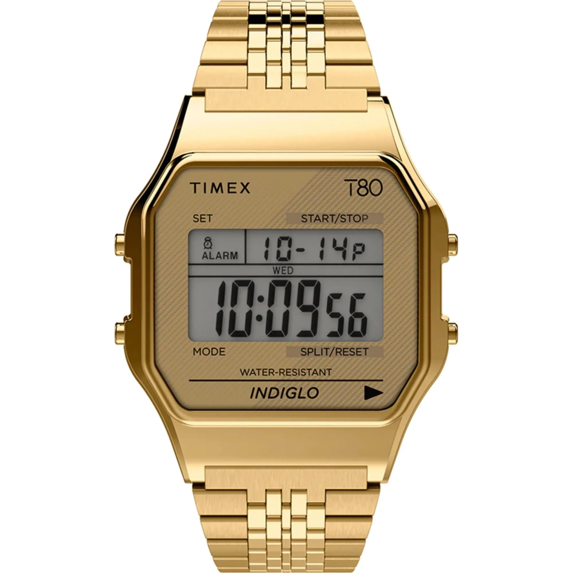 Timex Unisex Watch - T80 Yellow Gold Stainless Steel Bracelet Digital | TW2R79200
