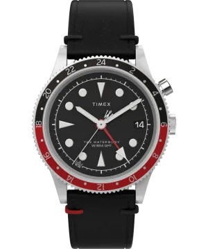 Timex Waterburry 39mm Leather Black Dial Watch TW2W22800