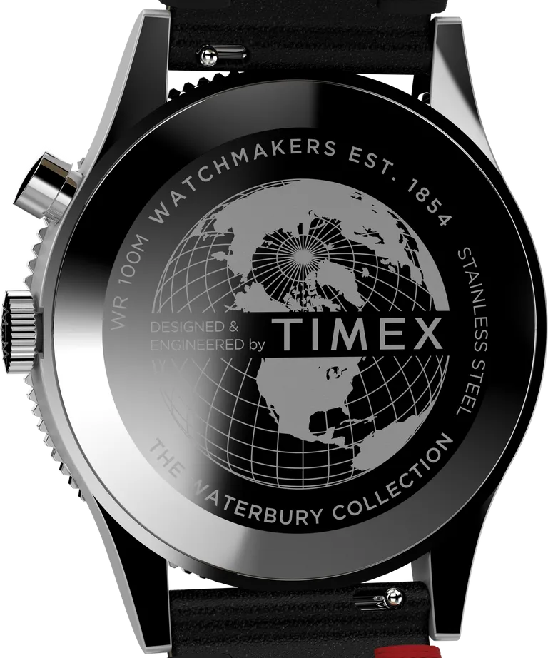 Timex Waterburry 39mm Leather Black Dial Watch TW2W22800