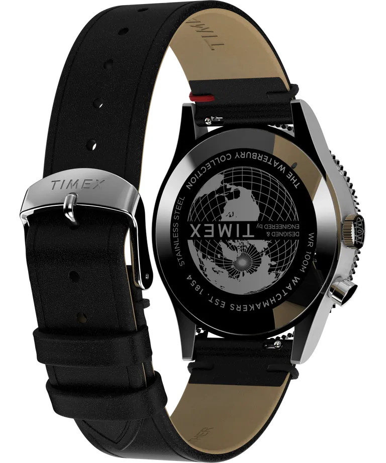 Timex Waterburry 39mm Leather Black Dial Watch TW2W22800