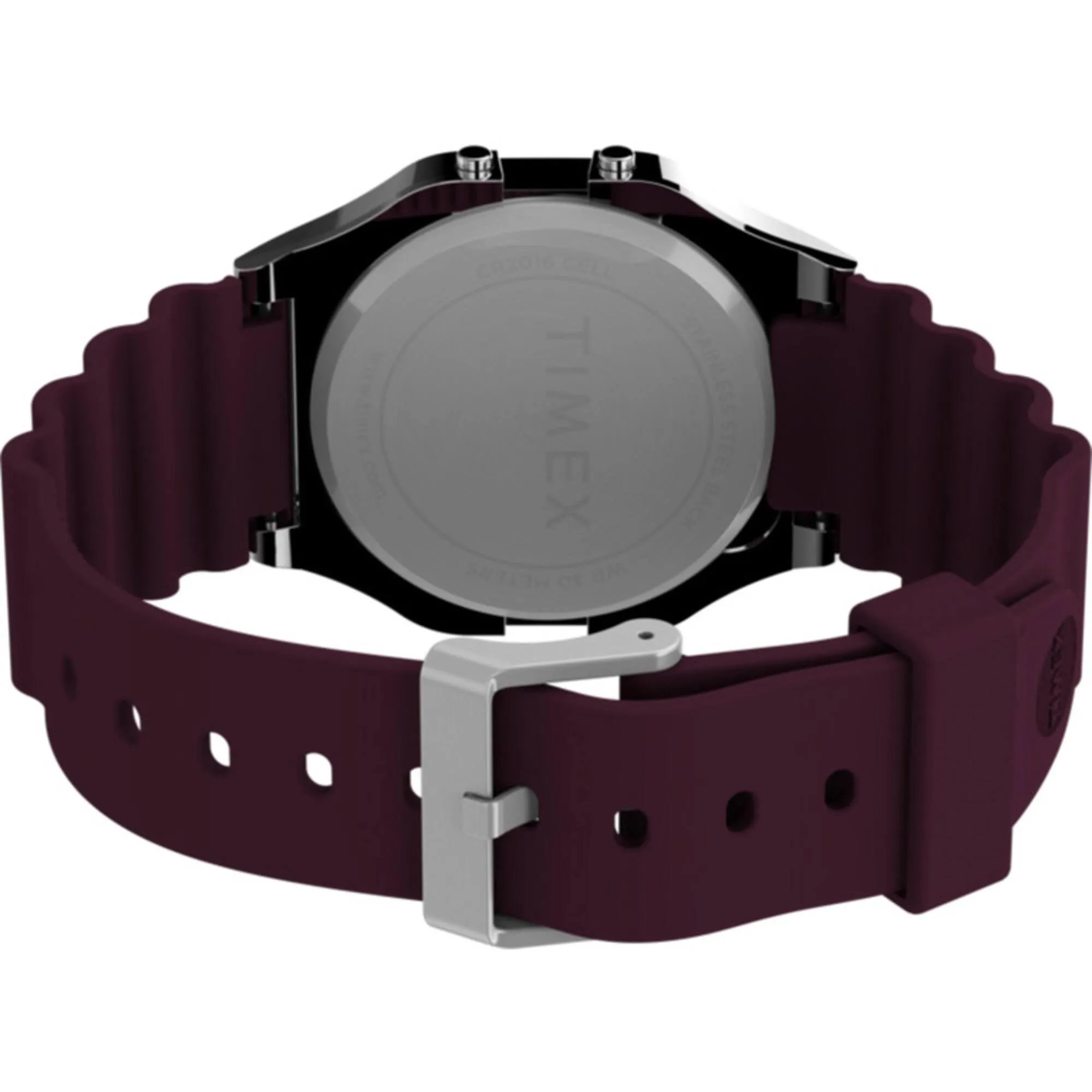Timex Women's Digital Watch - T80 Alarm Date Display Burgundy Strap | TW2V41300YB
