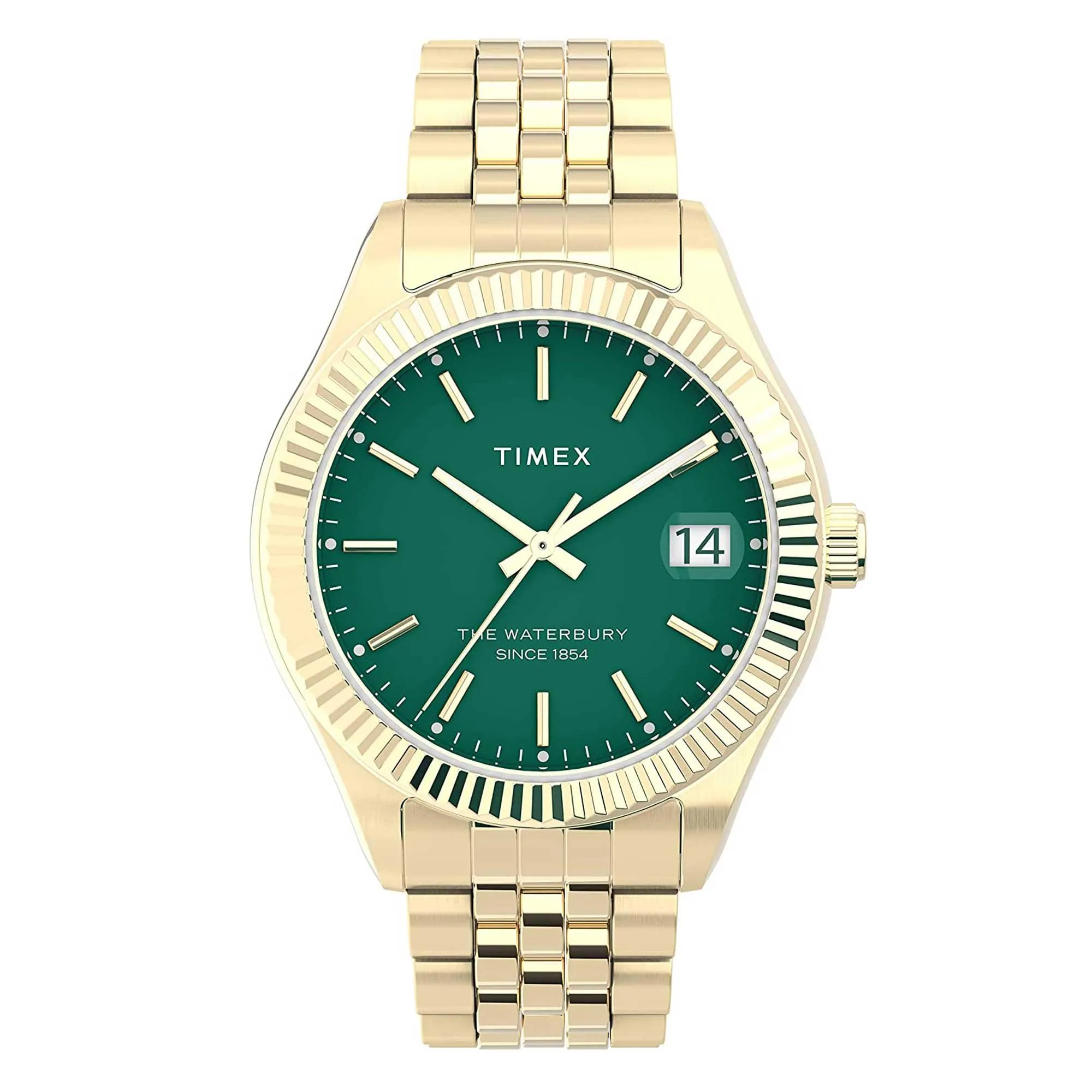 Timex Women's Quartz Watch - Waterbury Legacy Green Dial Steel Bracelet | TW2V31700VQ