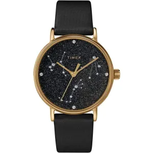 Timex Women's Watch - Celestial Opulence Quartz Black Crystal Dial Strap | TW2T87600