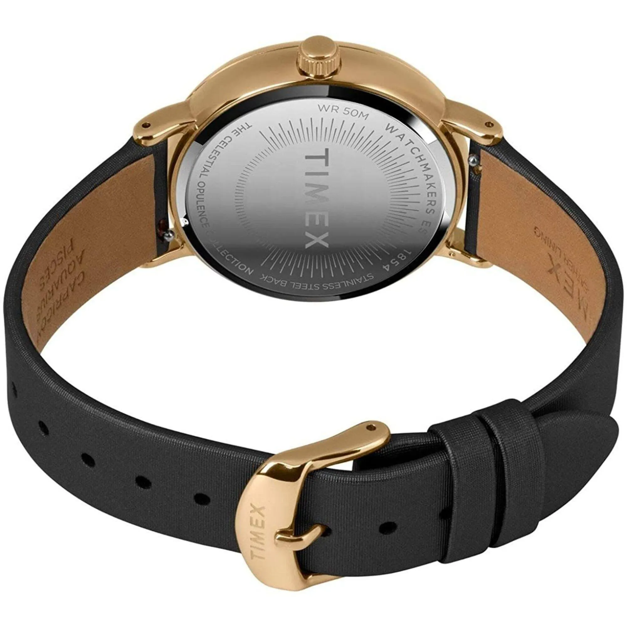 Timex Women's Watch - Celestial Opulence Quartz Black Crystal Dial Strap | TW2T87600