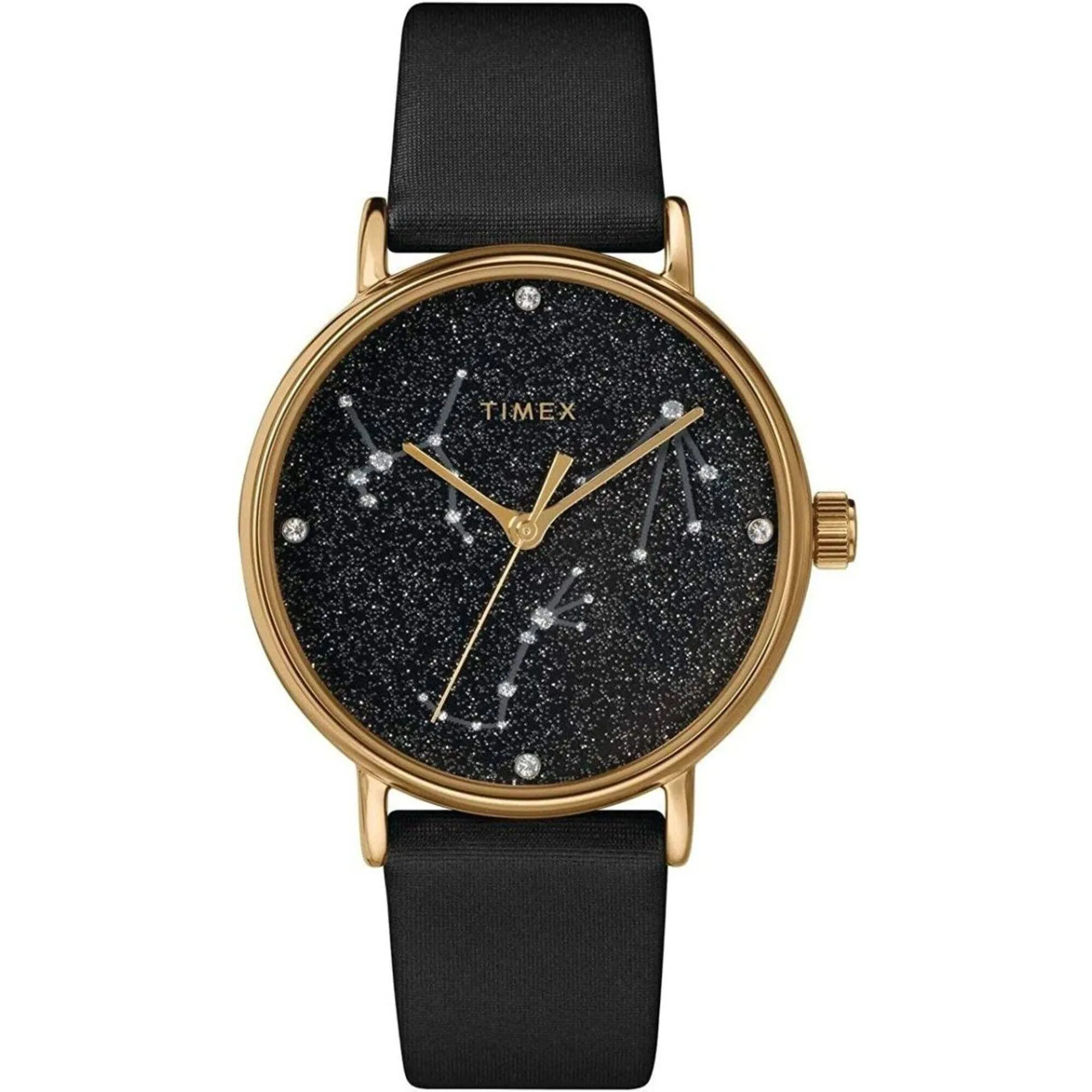 Timex Women's Watch - Celestial Opulence Quartz Black Crystal Dial Strap | TW2T87600