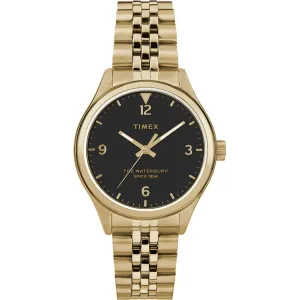 Timex Women's Watch - Waterbury Quartz Black Dial Yellow Gold Bracelet | TW2R69300VQ