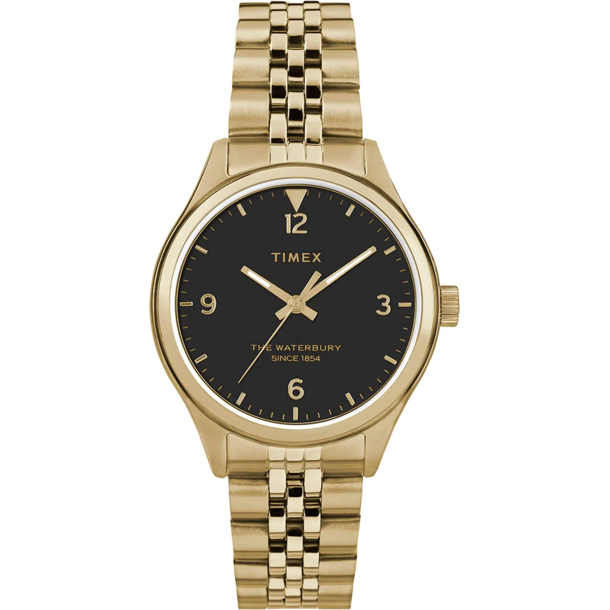 Timex Women's Watch - Waterbury Quartz Black Dial Yellow Gold Bracelet | TW2R69300VQ