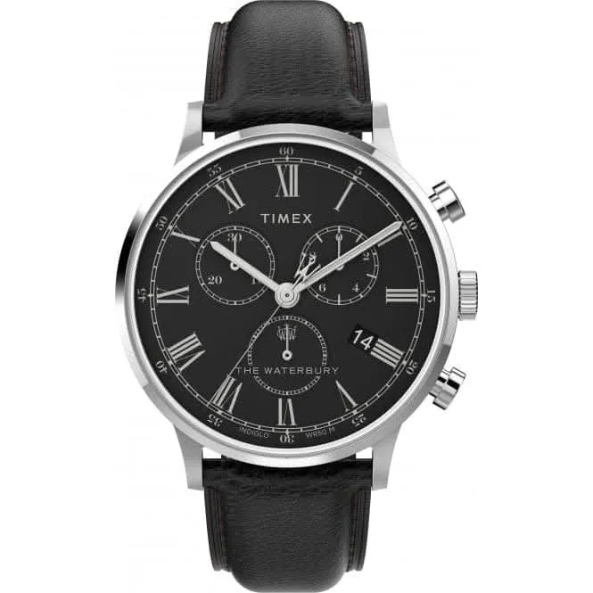 Timex?Waterbury Classic Chronograph Leather Strap Watch TW2U88300