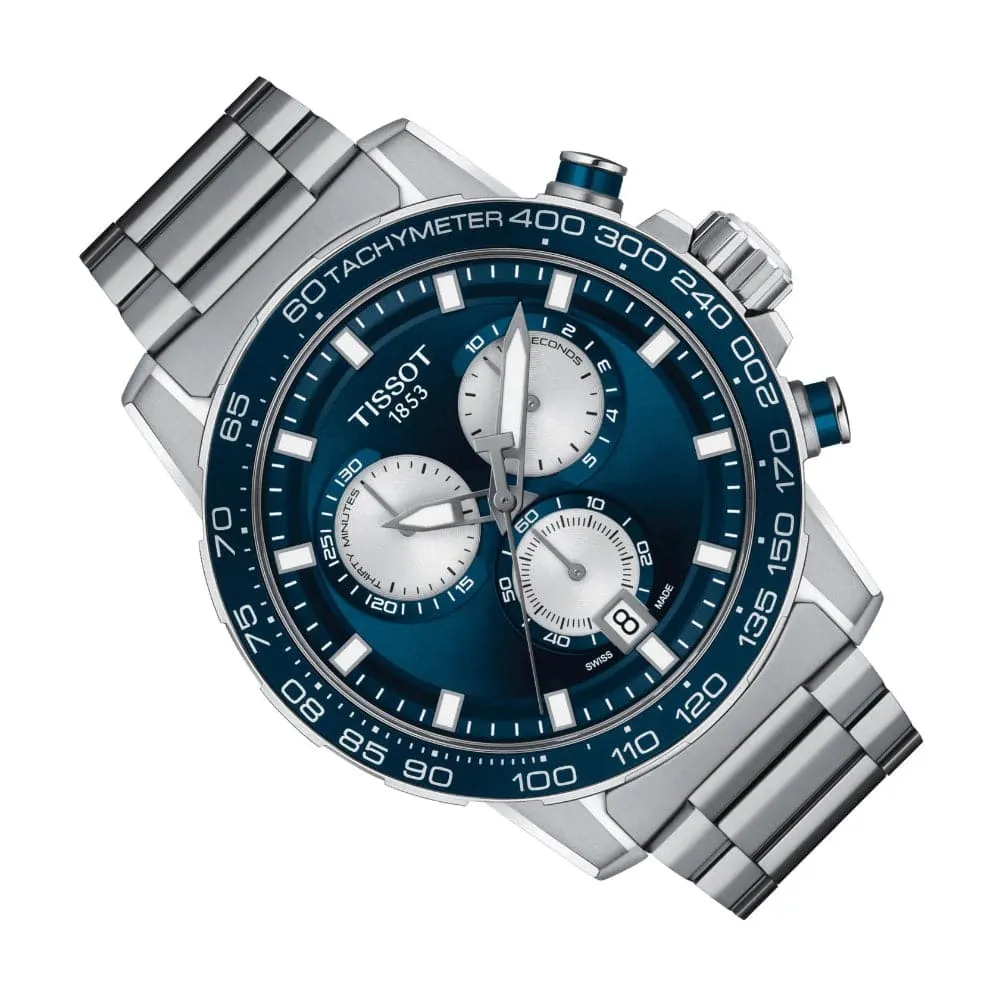 Tissot Blue Dial Chronograph Gray Stainless Steel Strap Men Watch T1256171104100