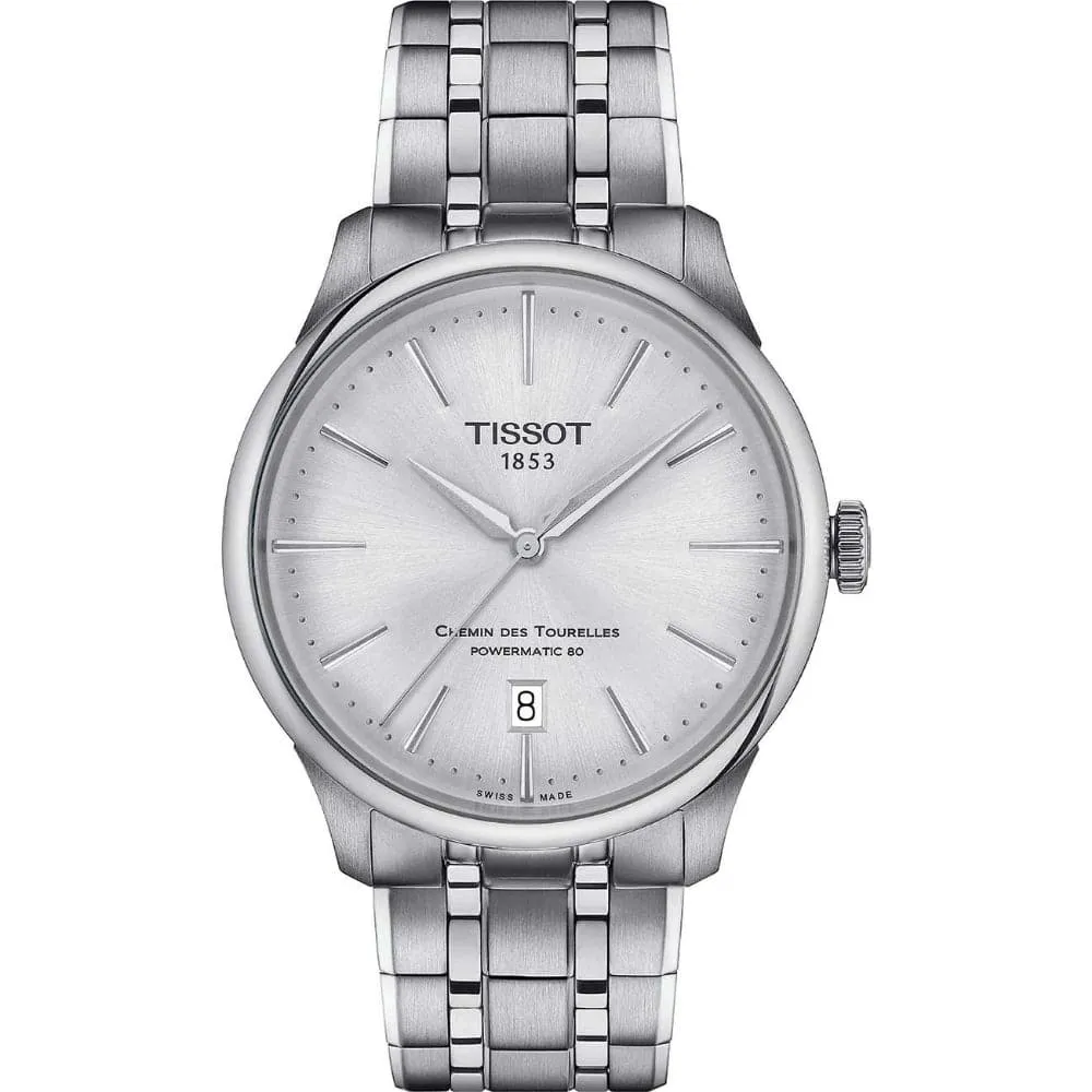Tissot Chemin Des Tourelles Powermatic 80 Silver Stainless Steel Strap Men Watch T1398071103100
