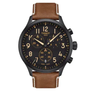 Tissot Chrono Chronograph Brown Leather Strap Men Watch T1166173605203