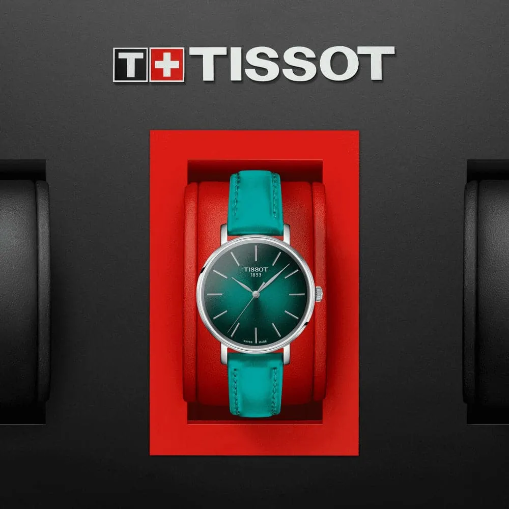 Tissot Everytime Turquoise Leather Strap Women Watch T1432101709100