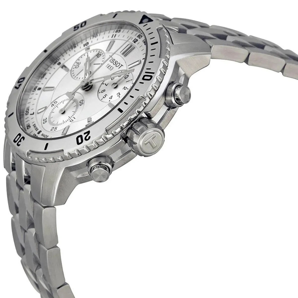 Tissot Men's Chronograph Watch - PRC 200 Silver Tone Dial Bracelet | T0674171103100