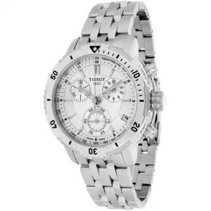 Tissot Men's Chronograph Watch - PRC 200 Silver Tone Dial Bracelet | T0674171103100