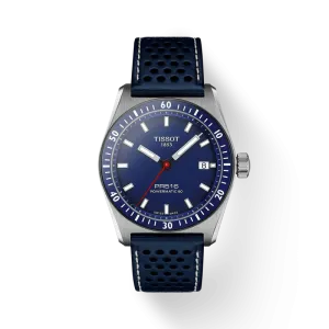 TISSOT PR516 POWERMATIC 80 T1494071604100 38mm BLUE DIAL LEATHER STRAP WATCH
