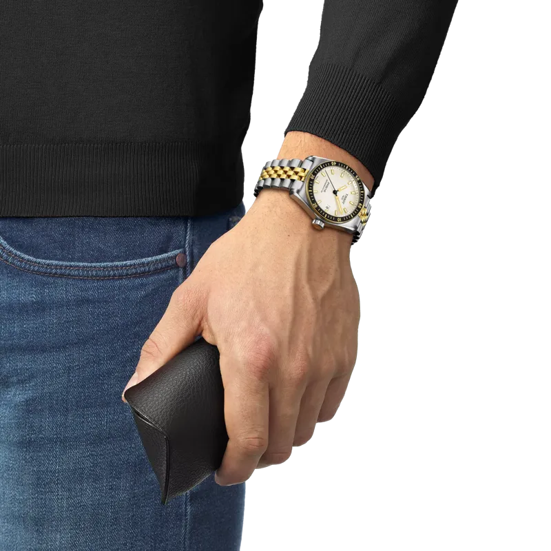 TISSOT PR516 POWERMATIC 80 T1494072201100 38mm WHITE DIAL GOLD & GREY STEEL WATCH