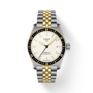 TISSOT PR516 POWERMATIC 80 T1494072201100 38mm WHITE DIAL GOLD & GREY STEEL WATCH