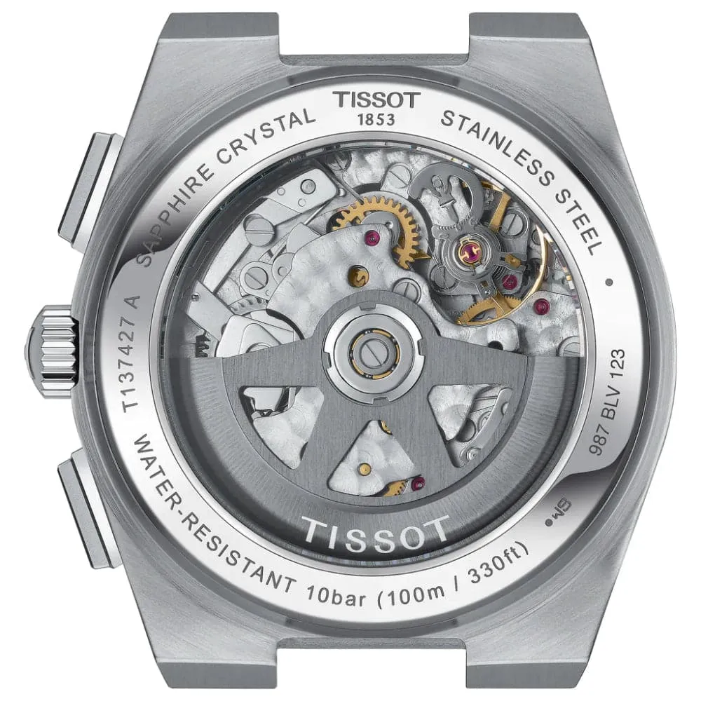 Tissot PRX Chronograph Blue Dial Silver Stainless Steel Strap Men Watch T1374271104100