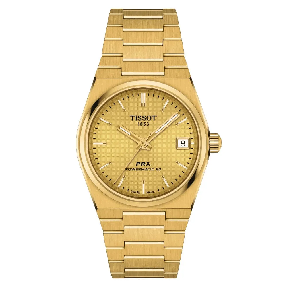Tissot PRX Gold Dial Stainless Steel Strap Unisex Watch T1372073302100