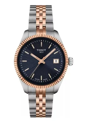 TISSOT SWISS BALLADE BLUE DIAL ROSE GOLD TWO-TONE BRACELET T156-210-22-041-00