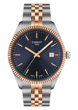 TISSOT SWISS BALLADE BLUE DIAL ROSE GOLD TWO-TONE BRACELET T156-410-22-041-00