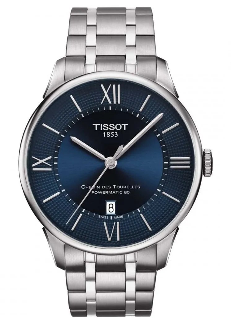 TISSOT SWISS CHEMIN DES TOURELLES POWERMATIC 80 BLUE DIAL T139-407-11-048-00