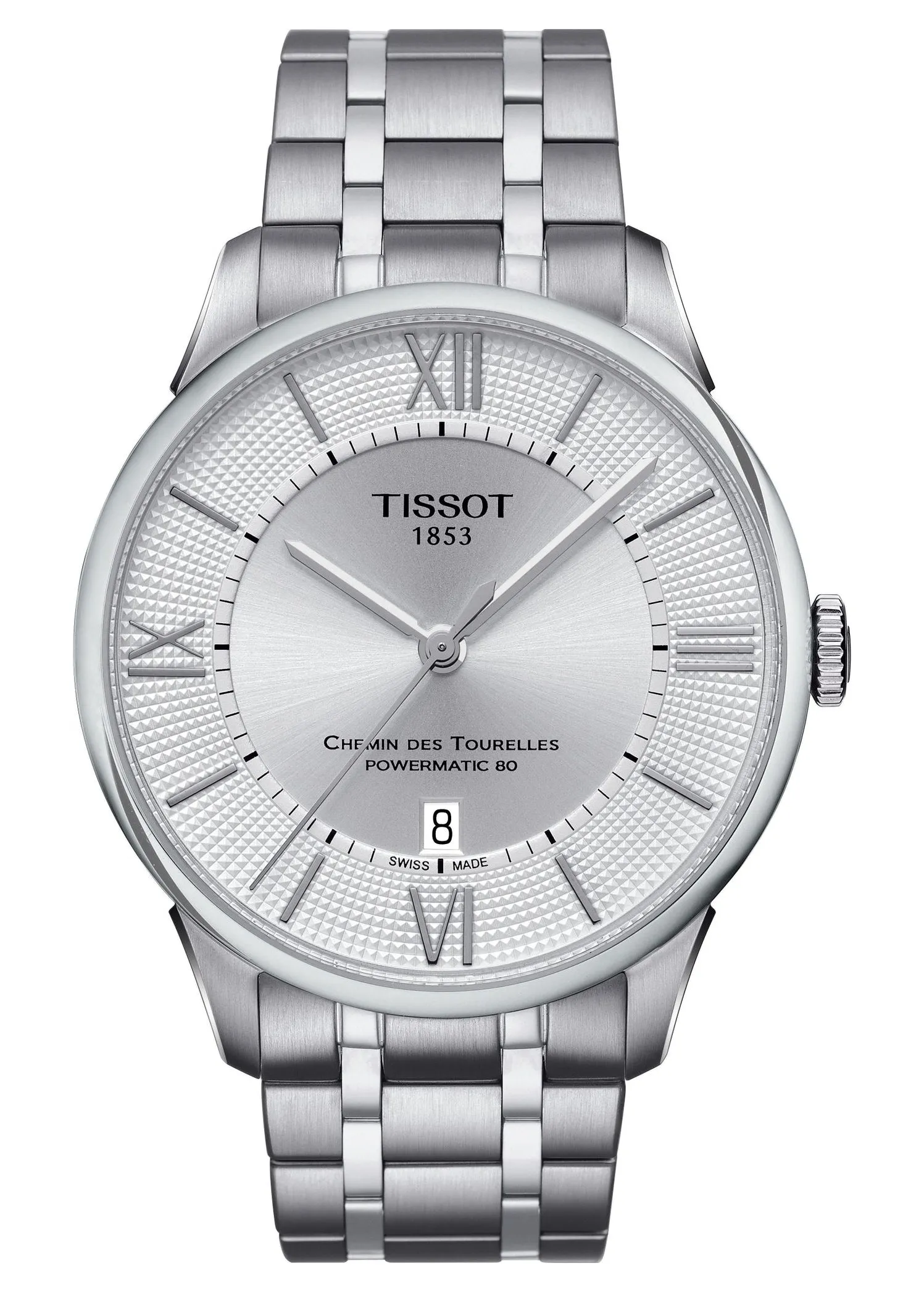 TISSOT SWISS CHEMIN DES TOURELLES POWERMATIC 80 SILVER DIAL T139-407-11-038-00