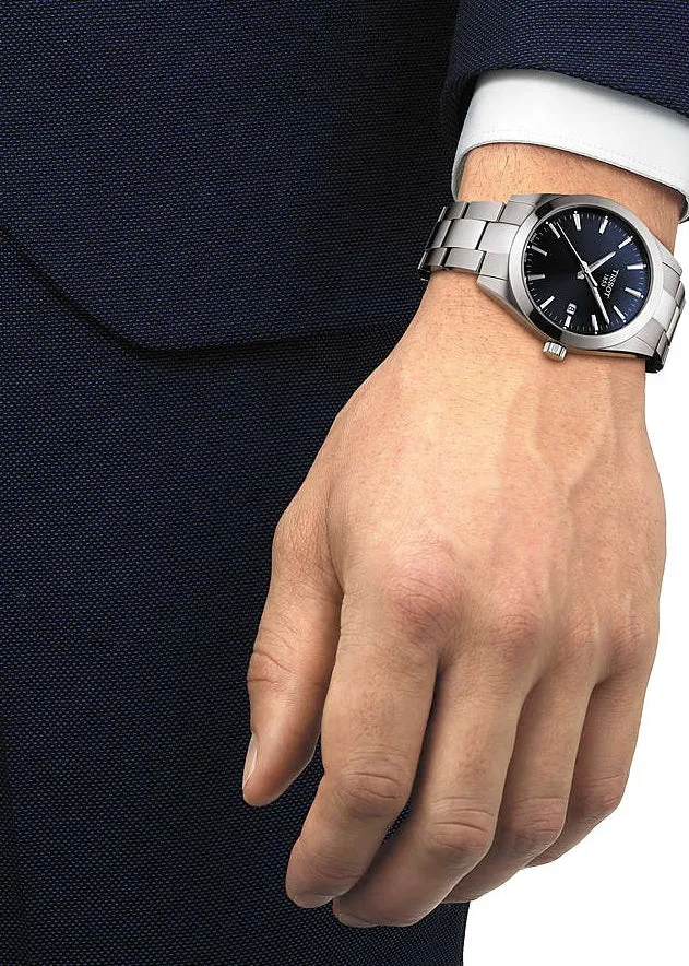 TISSOT SWISS GENTLEMAN T-CLASSIC BLUE DIAL STAINLESS STEEL T127-410-11-041-00