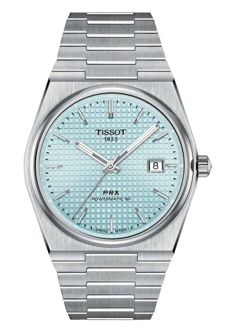 TISSOT SWISS T CLASSIC PRX POWERMATIC 80 ICE BLUE DIAL T137-407-11-351-00