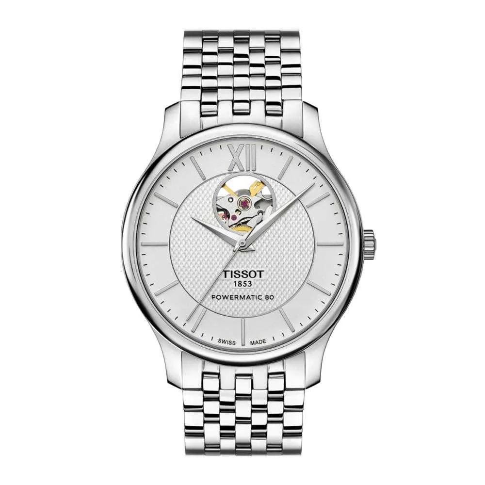 TISSOT T0639071103800 TRADITION POWERMATIC 80 OPEN HEART MEN'S WATCH