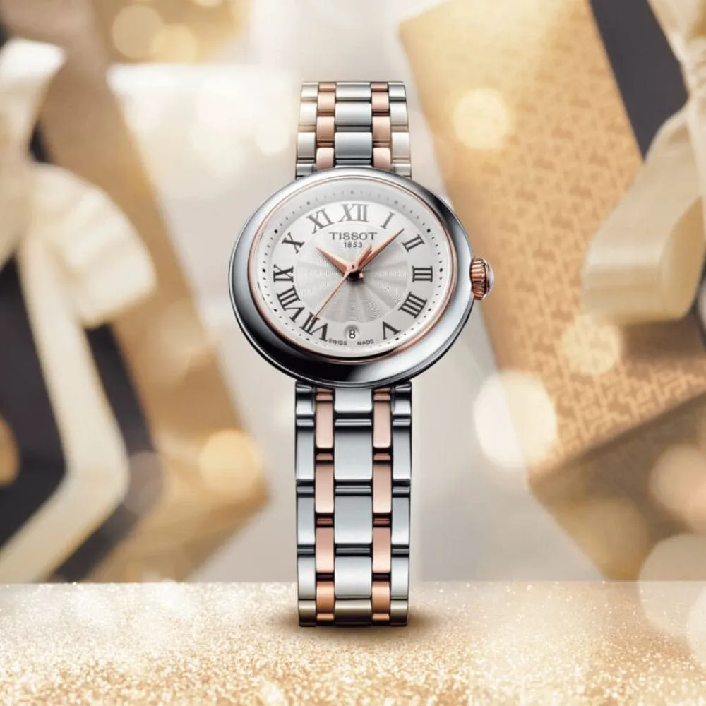 TISSOT T1260102201301 BELLISIMA SMALL SILVER AND ROSE GOLD STAINLESS STEEL WOMEN'S WATCH
