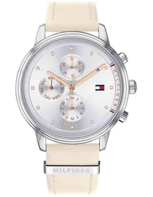 Tommy Hilfiger Womens Blake Watch - Stainless Steel - Silver-Tone -Leather Strap