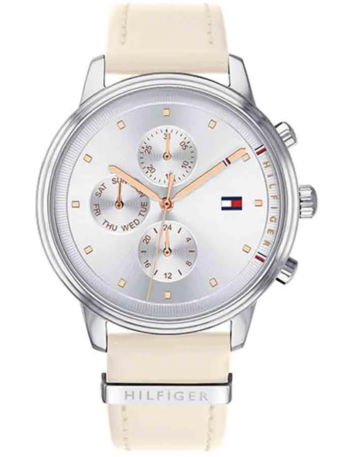 Tommy Hilfiger Womens Blake Watch - Stainless Steel - Silver-Tone -Leather Strap